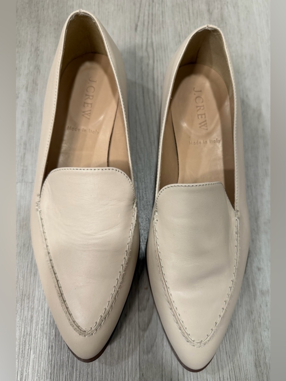 J. Crew Women's Cream Pointed Leather Loafers